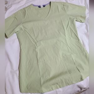Nu Dimensions Stretch Women's Light Green Scrub Top With Matching Pantd